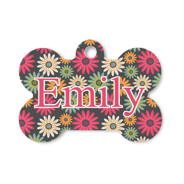 Custom Daisies Bone Shaped Dog ID Tag - Small (Personalized)