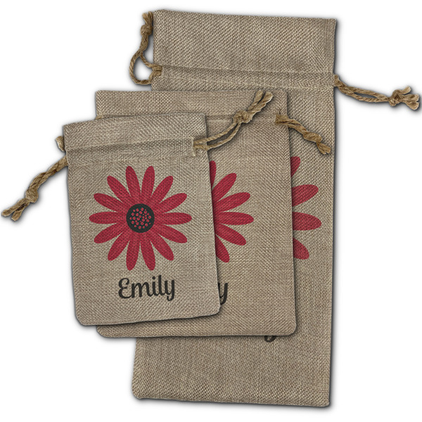 Daisies Burlap Gift Bags - (PARENT MAIN) All Three