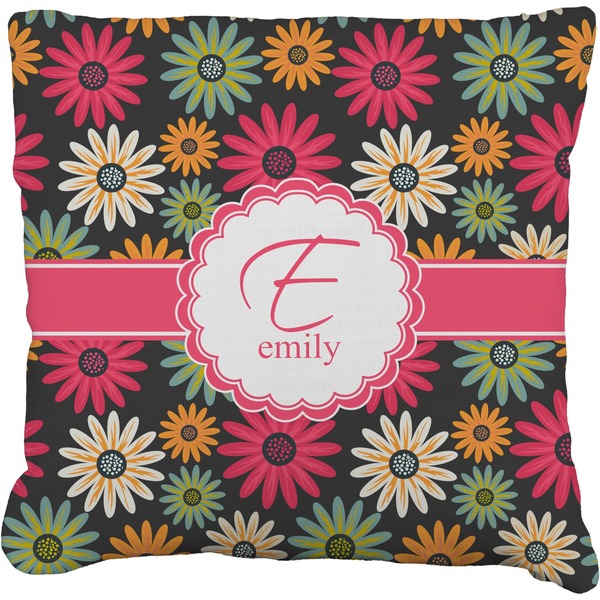 Custom Daisies Faux-Linen Throw Pillow 18" (Personalized)