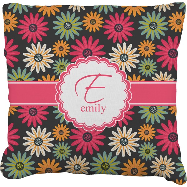 Custom Daisies Faux-Linen Throw Pillow (Personalized)