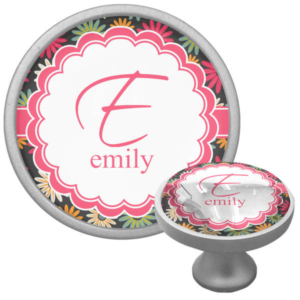 Custom Daisies Cabinet Knob (Silver) (Personalized)