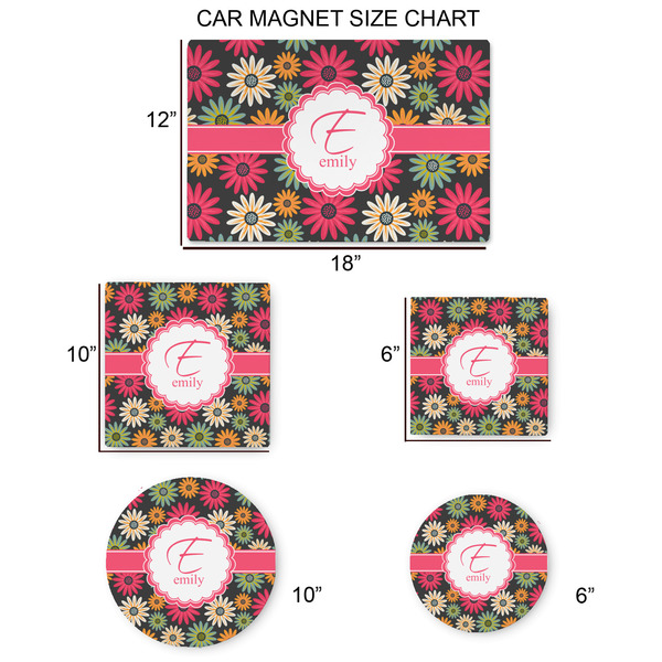 Daisies Car Magnets - SIZE CHART