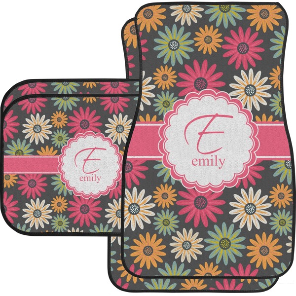Custom Daisies Car Floor Mats Set - 2 Front & 2 Back (Personalized)