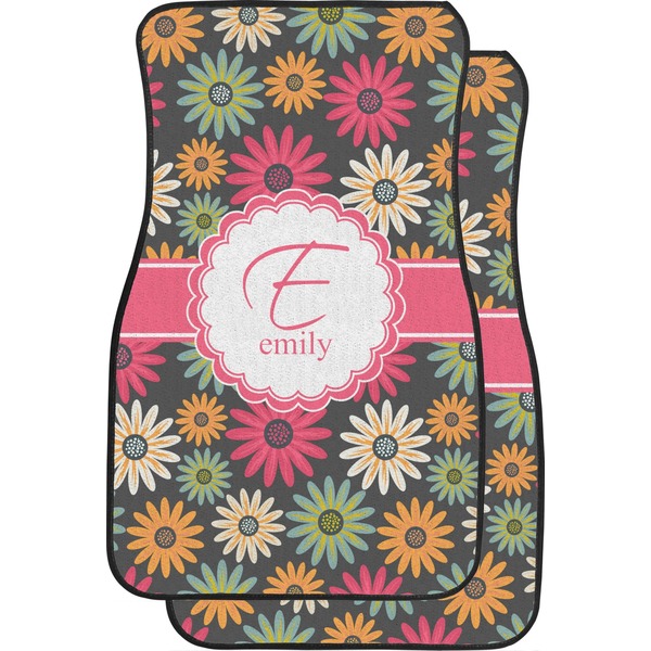 Custom Daisies Car Floor Mats (Front Seat) (Personalized)