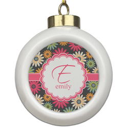 Daisies Ceramic Ball Ornament (Personalized)
