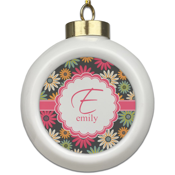Custom Daisies Ceramic Ball Ornament (Personalized)