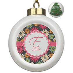Daisies Ceramic Ball Ornament - Christmas Tree (Personalized)