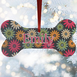 Daisies Ceramic Dog Ornament w/ Name and Initial