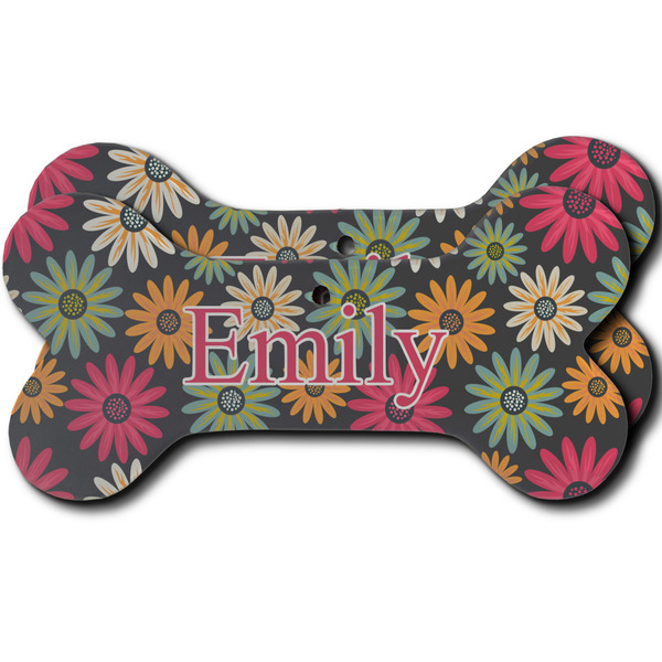 Custom Daisies Ceramic Dog Ornament - Front & Back w/ Name and Initial