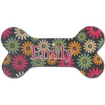 Daisies Ceramic Dog Ornament - Front w/ Name and Initial