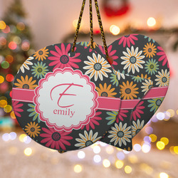 Daisies Ceramic Ornament w/ Name and Initial