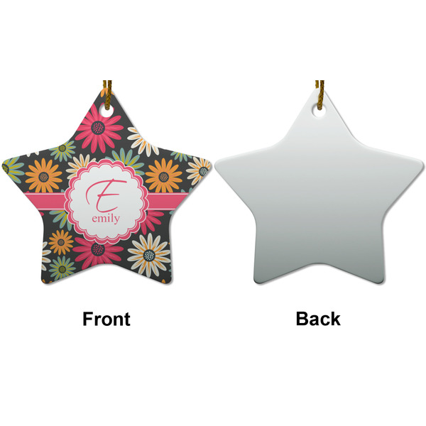 Daisies Ceramic Flat Ornament - Star Front & Back (APPROVAL)