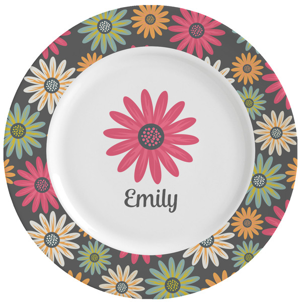 Custom Daisies Ceramic Dinner Plates (Set of 4) (Personalized)