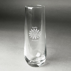 Daisies Champagne Flute - Stemless Engraved - Single (Personalized)