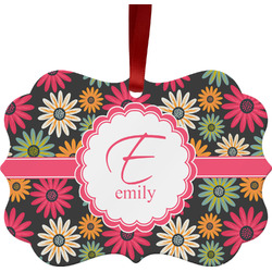 Daisies Metal Frame Ornament - Double Sided w/ Name and Initial