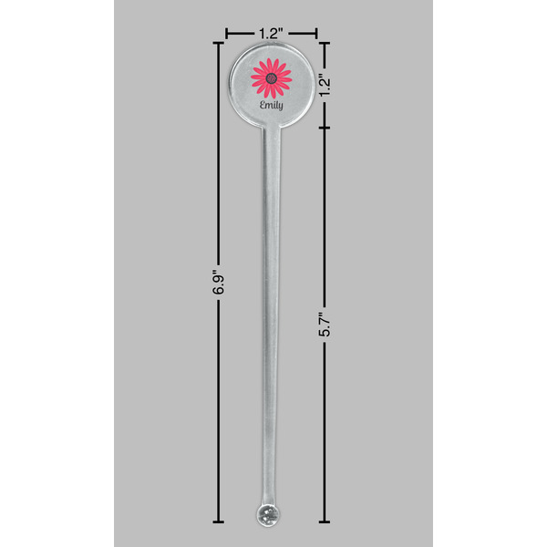 Daisies Clear Plastic 7" Stir Stick - Round - Dimensions