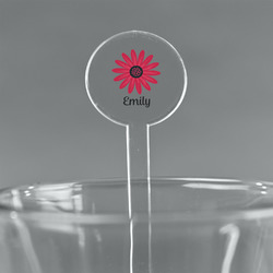 Daisies 7" Round Plastic Stir Sticks - Clear (Personalized)