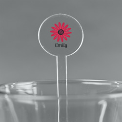 Daisies 5.5" Round Plastic Stir Sticks - Clear (Personalized)