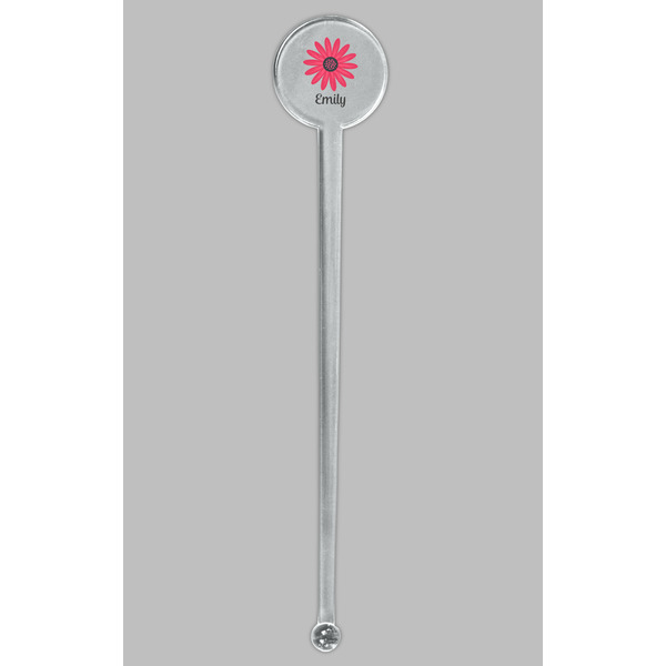 Daisies Clear Plastic 7" Stir Stick - Round - Single Stick