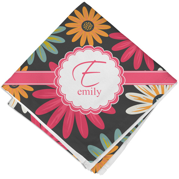 Custom Daisies Cloth Cocktail Napkin - Single w/ Name and Initial