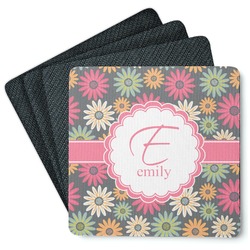 Daisies Square Rubber Backed Coasters - Set of 4 (Personalized)