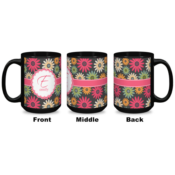 Daisies Coffee Mug - 15 oz - Black APPROVAL
