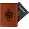 Daisies Cognac Leather Passport Holder With Passport - Main