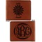 Daisies Cognac Leatherette Bifold Wallets - Front and Back