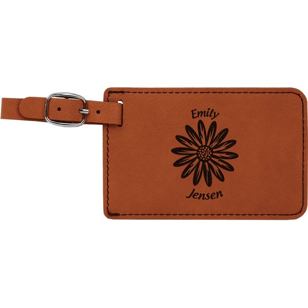 Custom Daisies Leatherette Luggage Tag (Personalized)