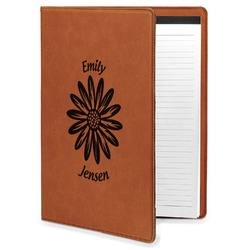 Daisies Leatherette Portfolio with Notepad - Large - Double Sided (Personalized)