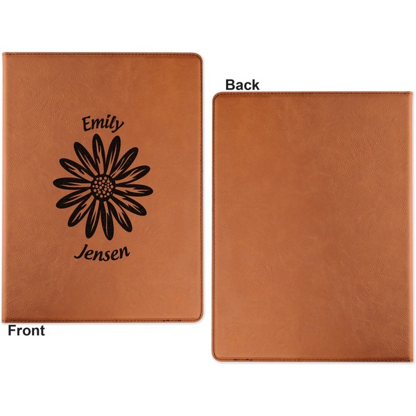 Daisies Cognac Leatherette Portfolios with Notepad - Large - Single Sided - Apvl