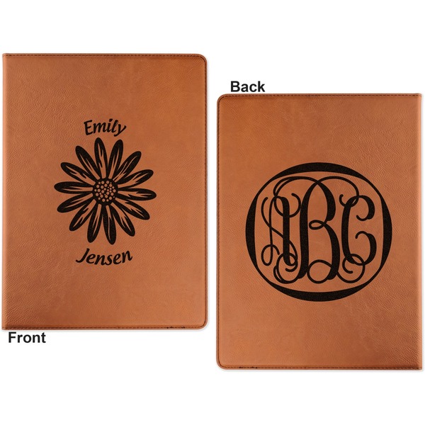 Daisies Cognac Leatherette Portfolios with Notepad - Small - Double Sided- Apvl