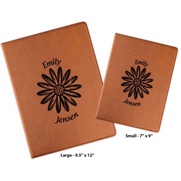 Daisies Cognac Leatherette Portfolios with Notepad - Compare Sizes