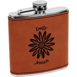 Daisies Leatherette Wrapped Stainless Steel Flask (Personalized)