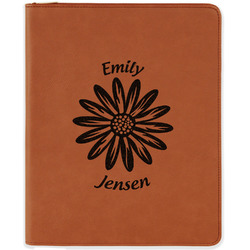 Daisies Leatherette Zipper Portfolio with Notepad (Personalized)