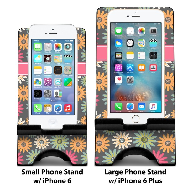 Daisies Compare Phone Stand Sizes - with iPhones