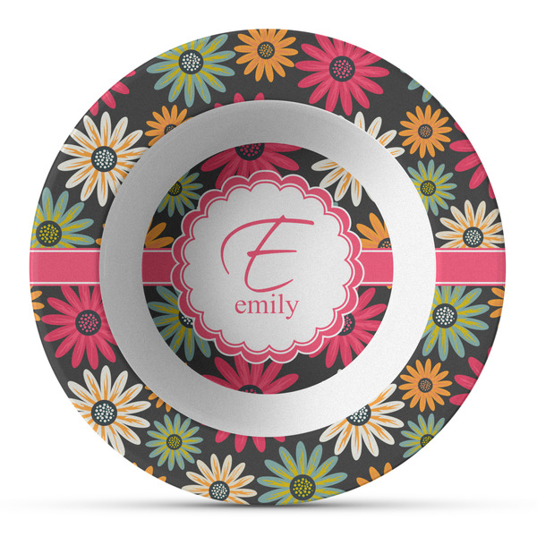 Custom Daisies Plastic Bowl - Microwave Safe - Composite Polymer (Personalized)