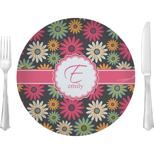 Custom Daisies Glass Lunch / Dinner Plate 10" (Personalized)