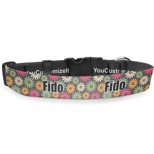 Custom Daisies Deluxe Dog Collar - Double Extra Large (20.5" to 35") (Personalized)
