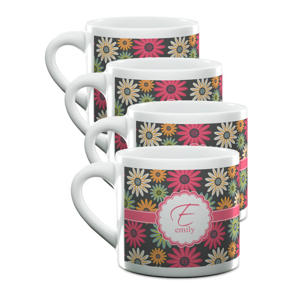 Custom Daisies Double Shot Espresso Cups - Set of 4 (Personalized)
