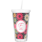 Daisies Double Wall Tumbler with Straw (Personalized)