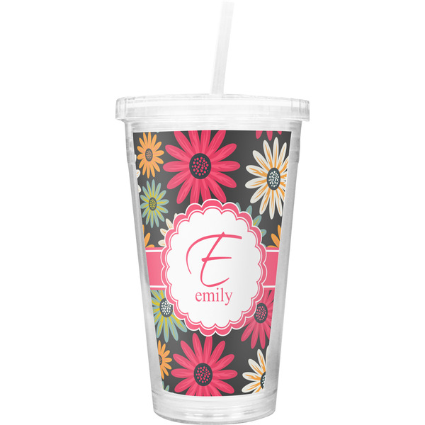 Custom Daisies Double Wall Tumbler with Straw (Personalized)