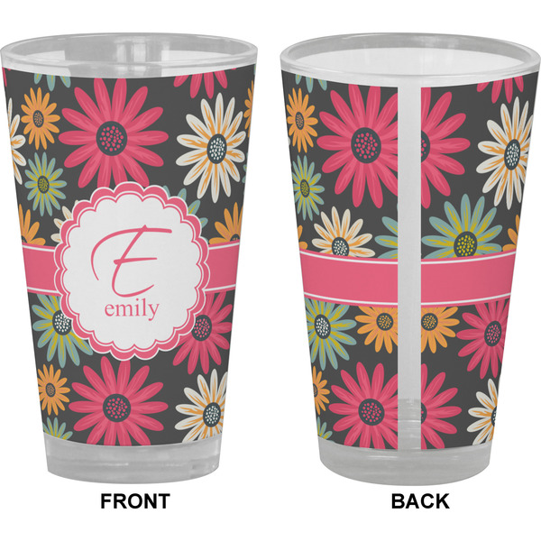 Daisies Pint Glass - Full Color - Front & Back Views