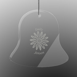 Daisies Engraved Glass Ornament - Bell (Personalized)