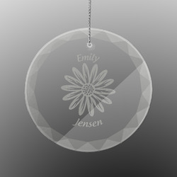 Daisies Engraved Glass Ornament - Round (Personalized)