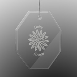 Daisies Engraved Glass Ornament - Octagon (Personalized)