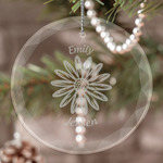 Daisies Engraved Glass Ornament (Personalized)