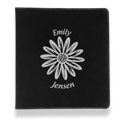 Daisies Leather Binder - 1" - Black (Personalized)