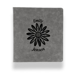 Daisies Leather Binder - 1" - Grey (Personalized)
