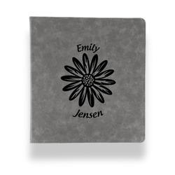 Daisies Leather Binder - 1" - Grey (Personalized)